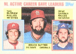 1984 Topps      709     NL Active Save#{Bruce Sutter#{Tug McGraw#{Gene Garber